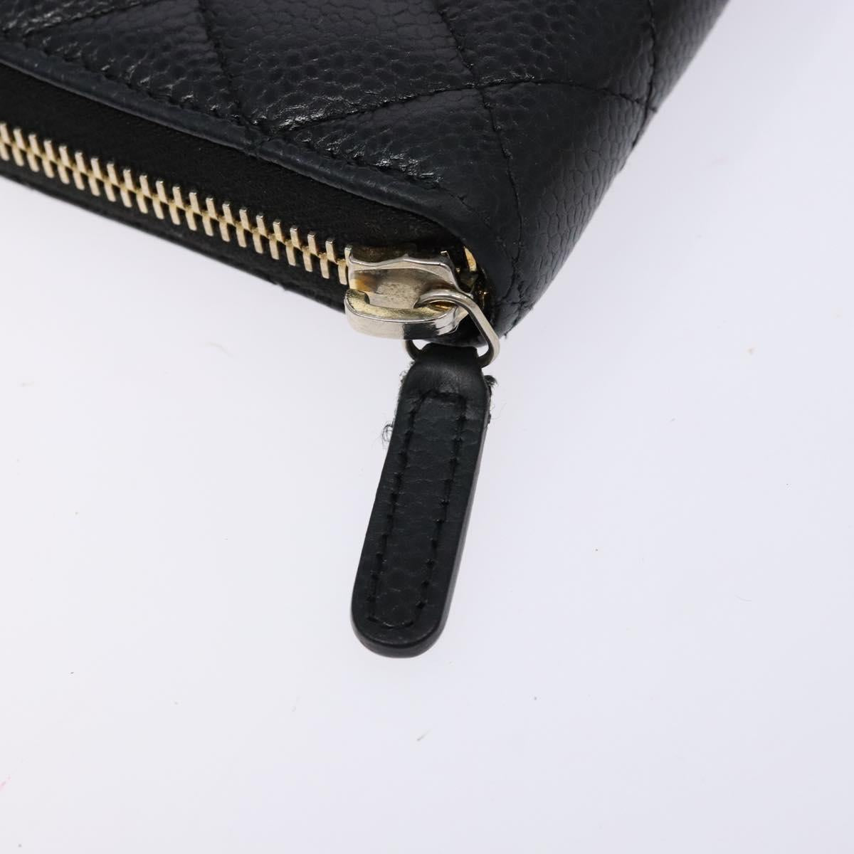 Lange portemonnee Caviar Skin Zwart Goud CC