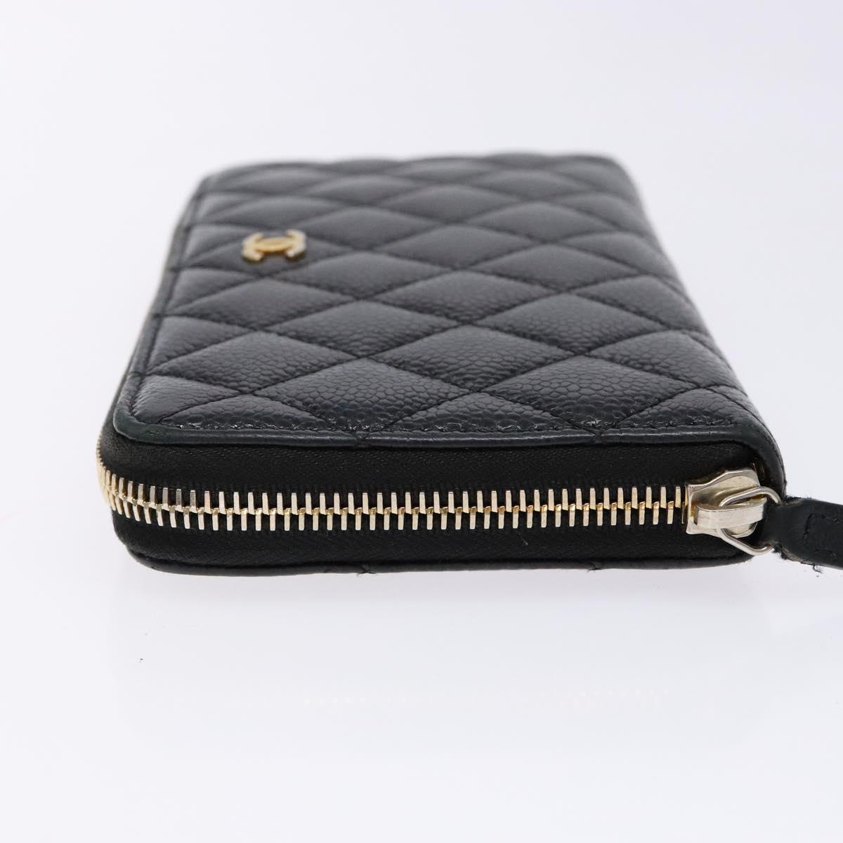 Lange portemonnee Caviar Skin Zwart Goud CC