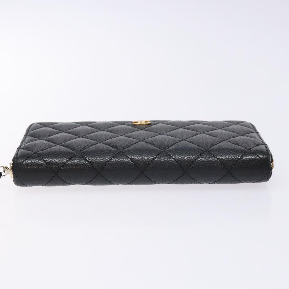 Lange portemonnee Caviar Skin Zwart Goud CC
