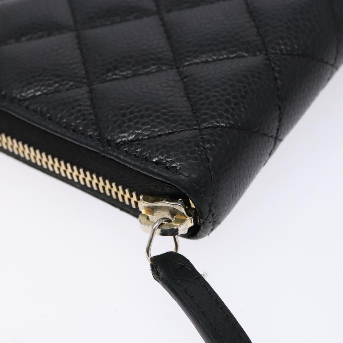 Lange portemonnee Caviar Skin Zwart Goud CC