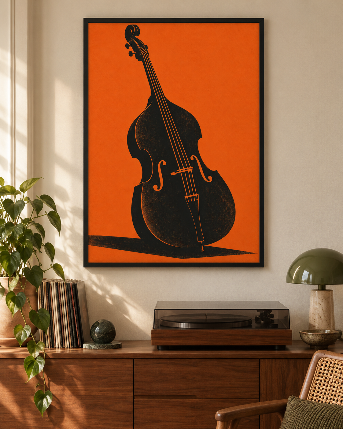 Basens kurva poster från Kanva i hemmiljö med svart träram. Ram säljs separat.