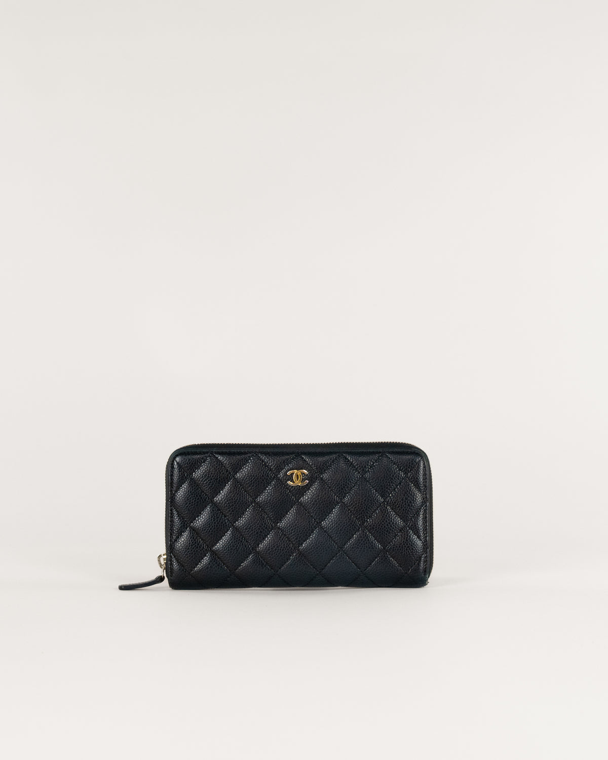 Lange portemonnee Caviar Skin Zwart Goud CC