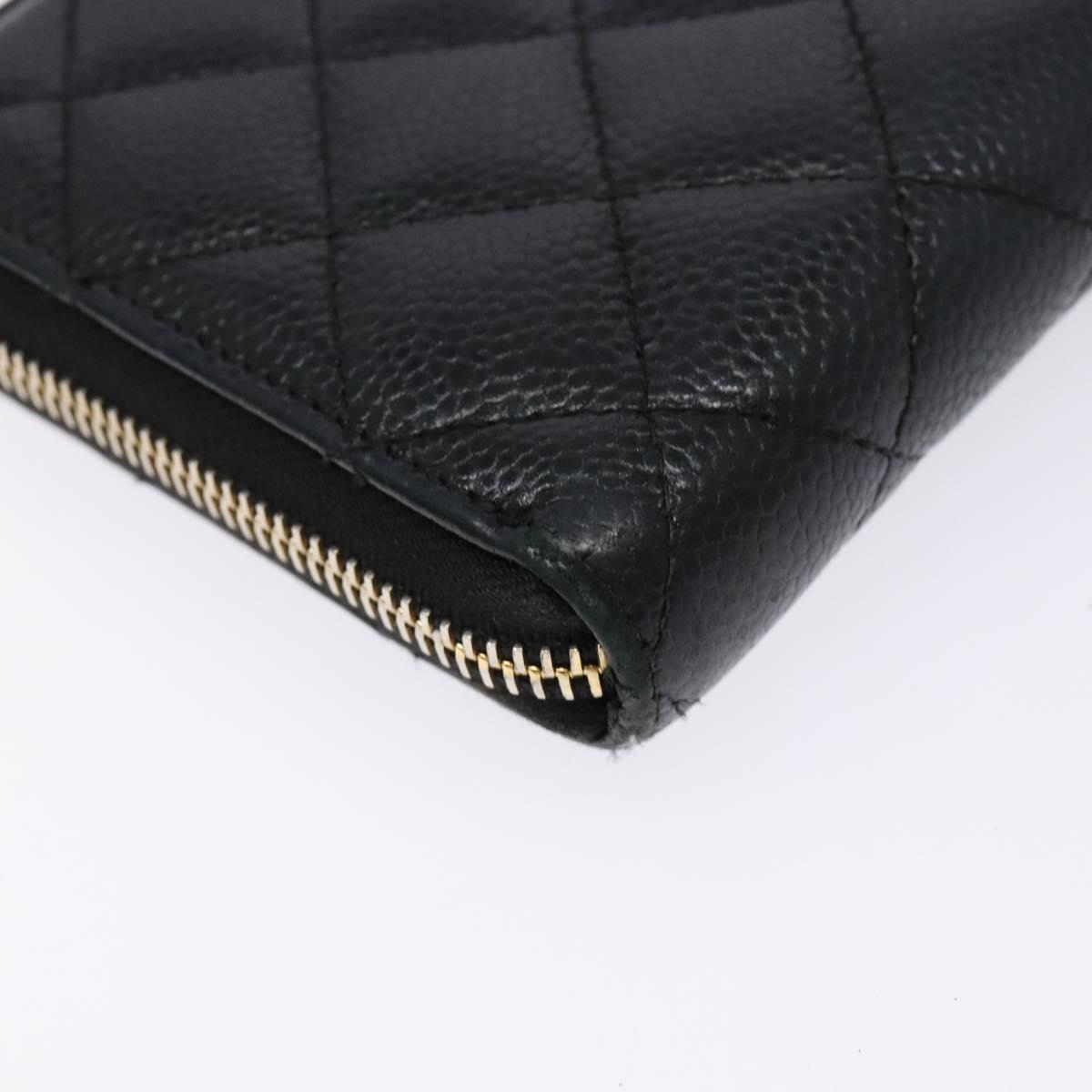 Lange portemonnee Caviar Skin Zwart Goud CC