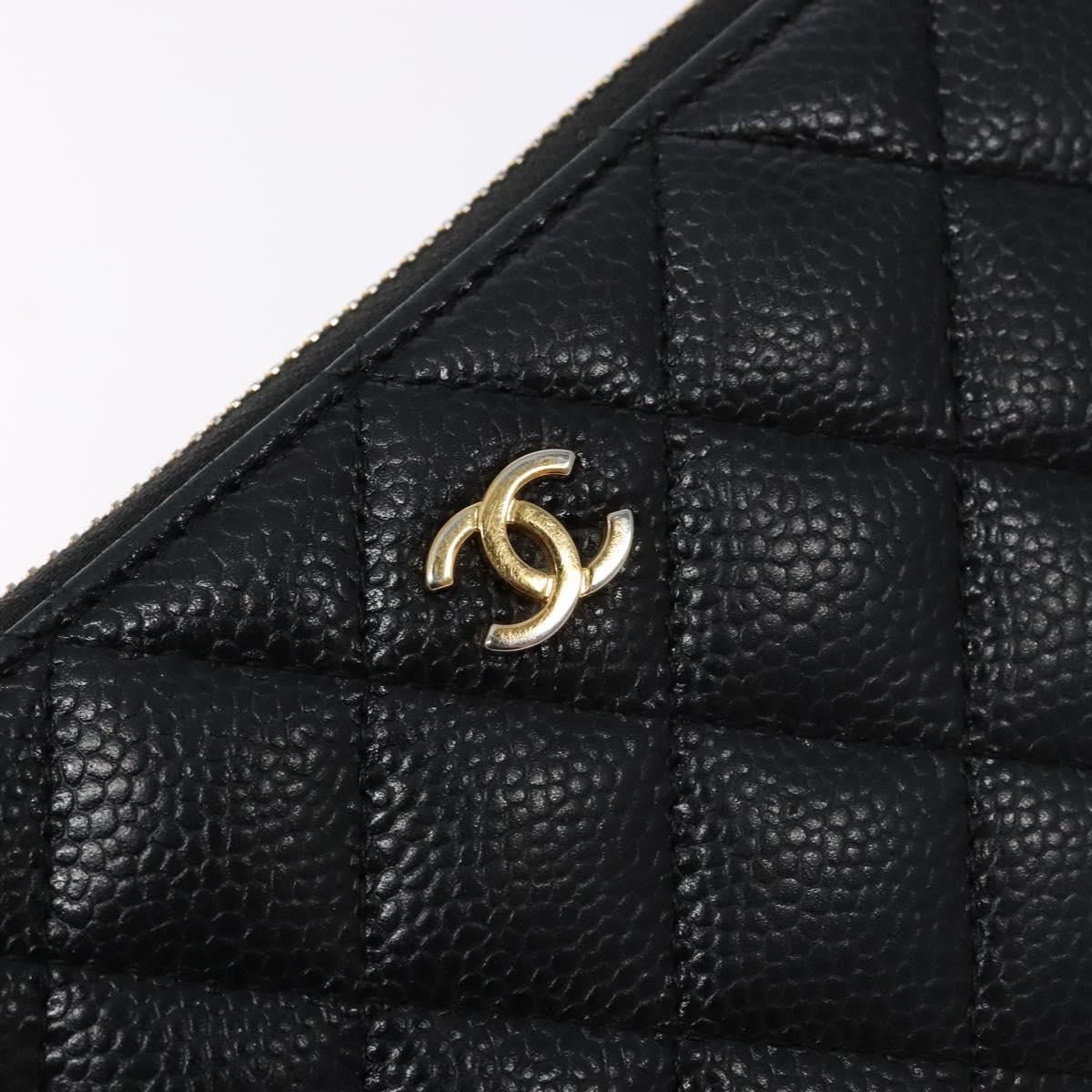 Lange portemonnee Caviar Skin Zwart Goud CC