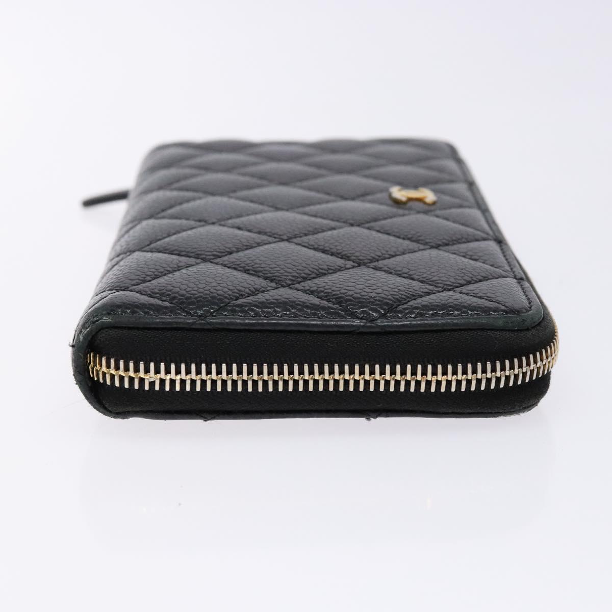 Lange portemonnee Caviar Skin Zwart Goud CC