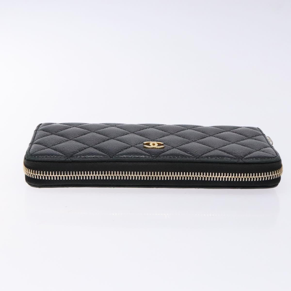 Lange portemonnee Caviar Skin Zwart Goud CC