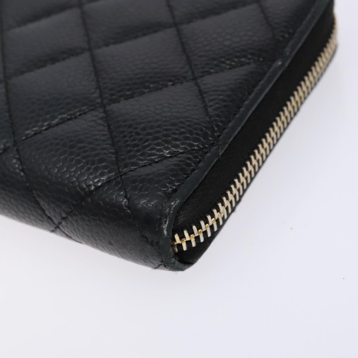 Lange portemonnee Caviar Skin Zwart Goud CC