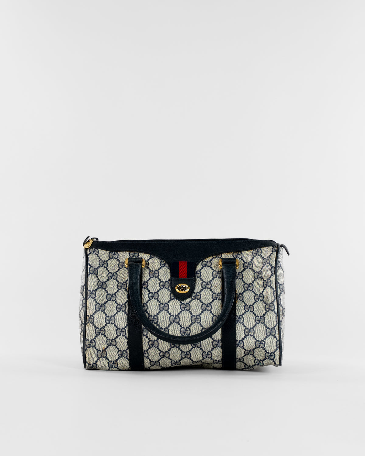 GG Supreme Sherry Line Handtas PVC Marineblauw Goud Rood