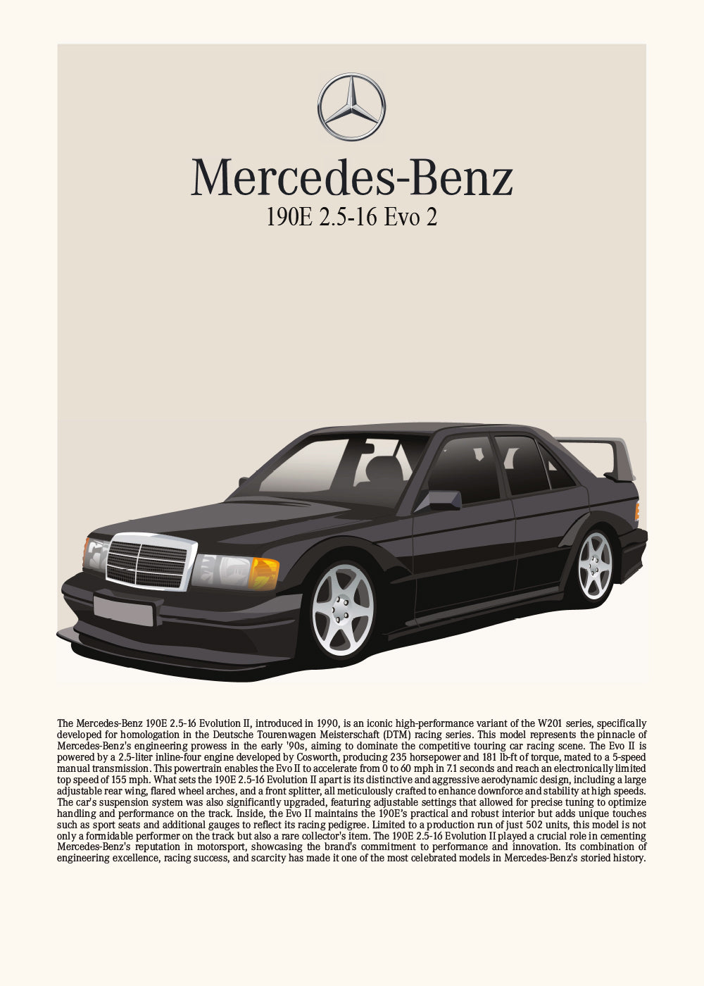 "Mercedes 190E" Poster