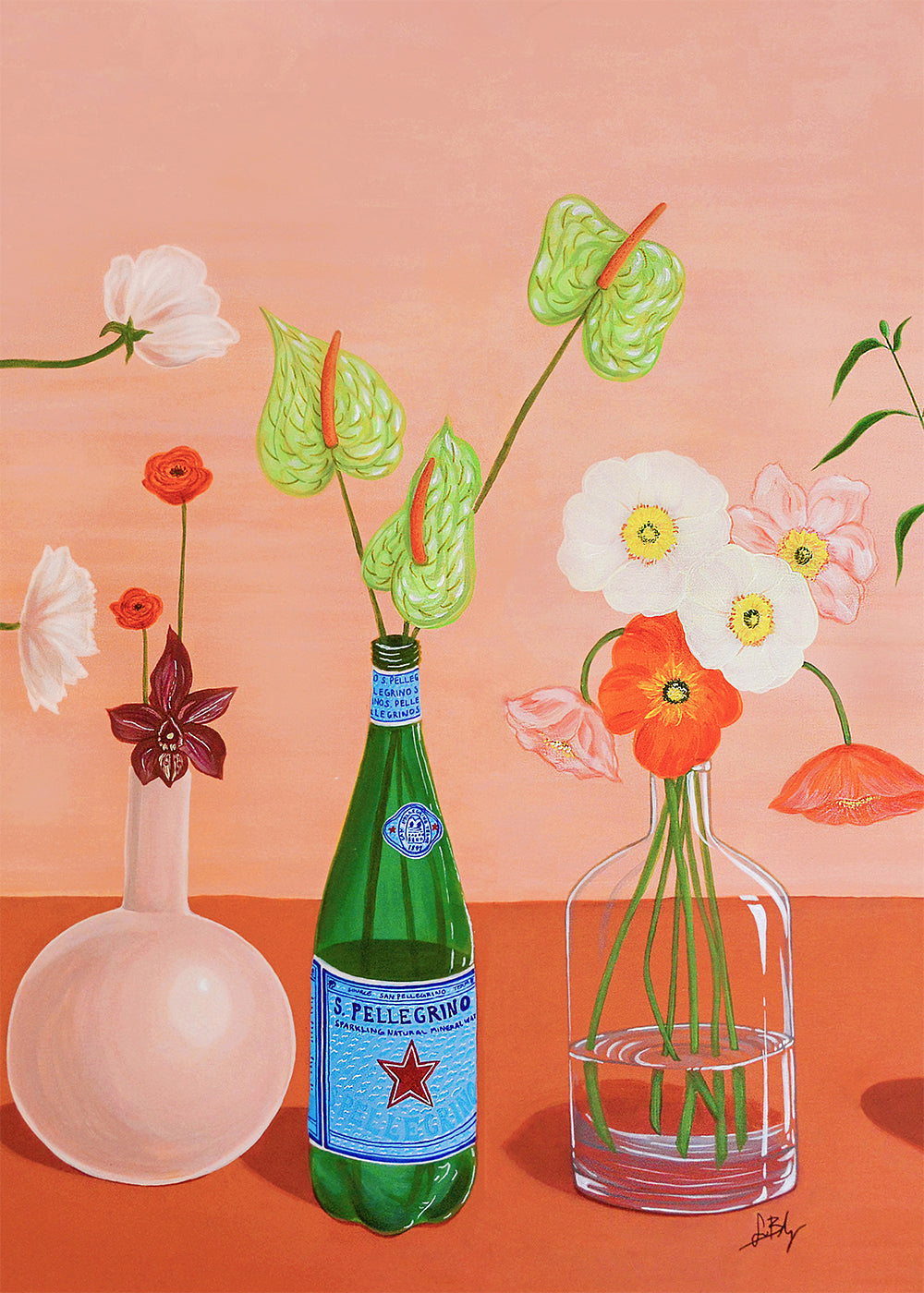Poster "Fleurs Roses Tall"