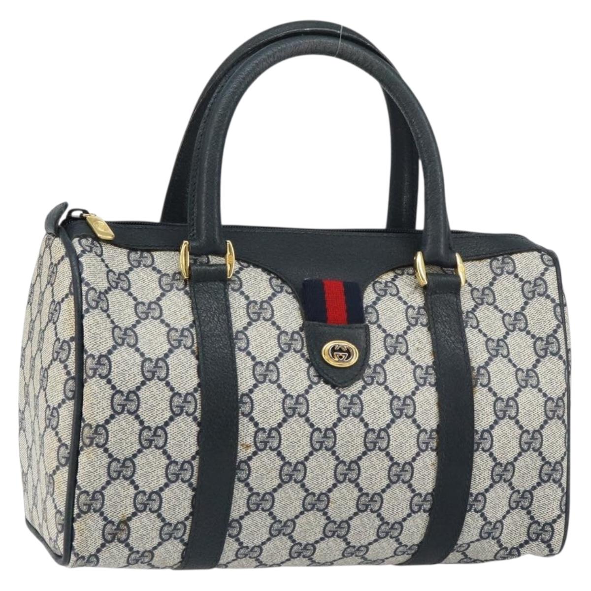 GG Supreme Sherry Line Hand Bag PVC Navy Gold Red