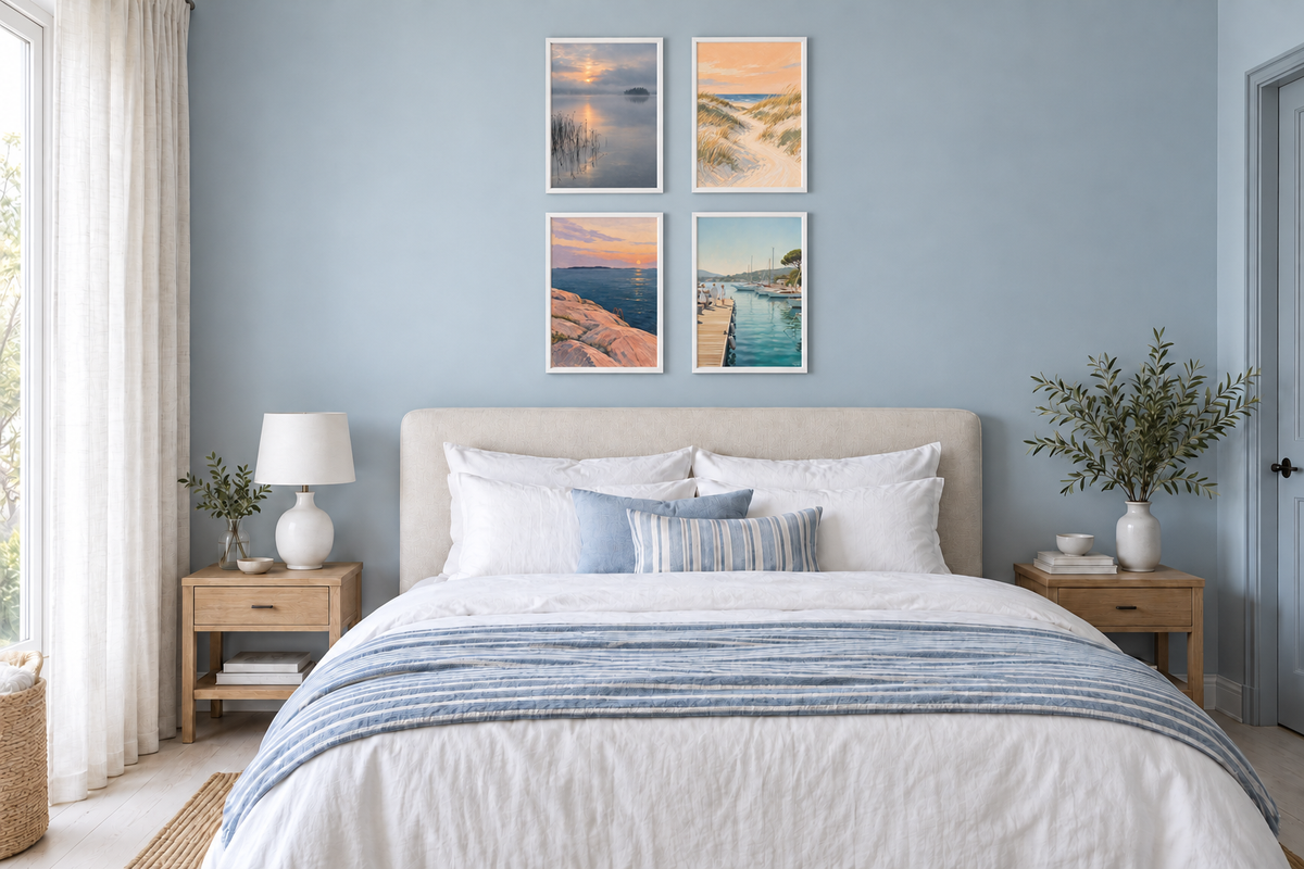Luchtige slaapkamer aan de kust