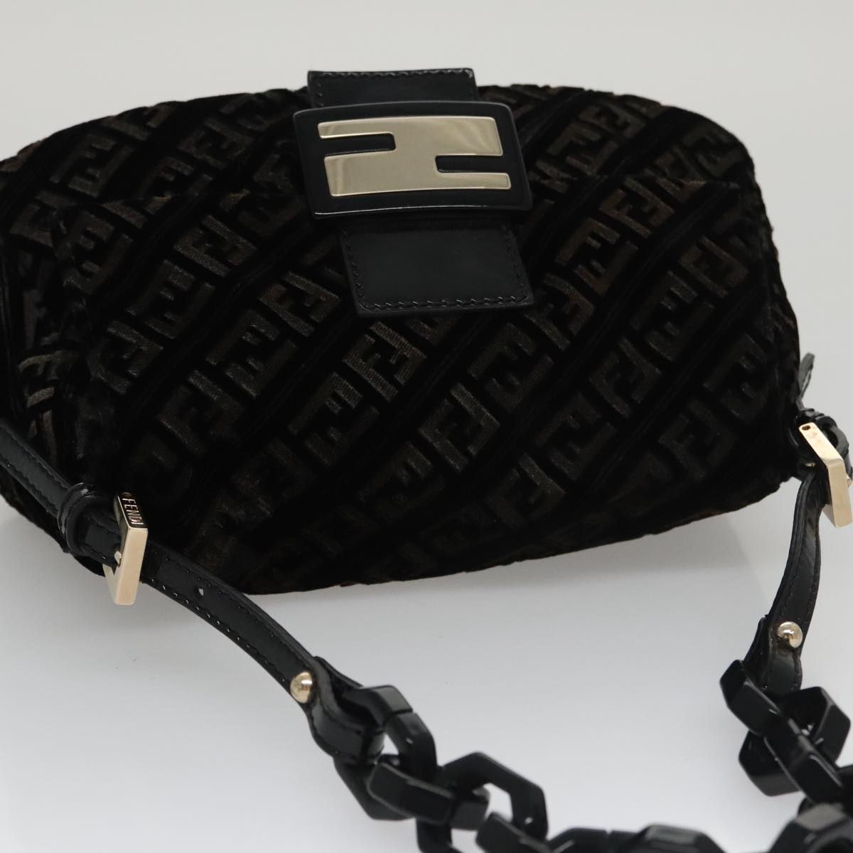 Zucchino Canvas Mini Mamma Baguette Shoulder Bag Velor Black
